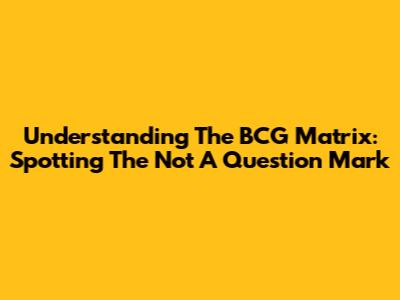 Understanding The BCG Matrix: Spotting The 'Not A Question Mark'