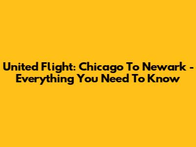 United Flight: Chicago To Newark - Everything You Need To Know