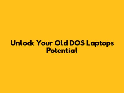 Unlock Your Old DOS Laptop's Potential