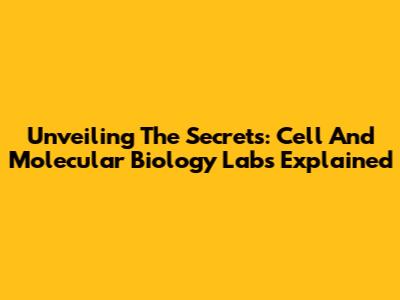 Unveiling The Secrets: Cell And Molecular Biology Labs Explained