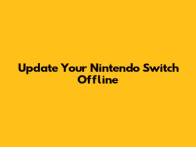 Update Your Nintendo Switch Offline