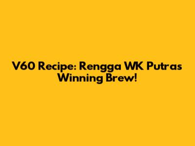 V60 Recipe: Rengga WK Putra's Winning Brew!