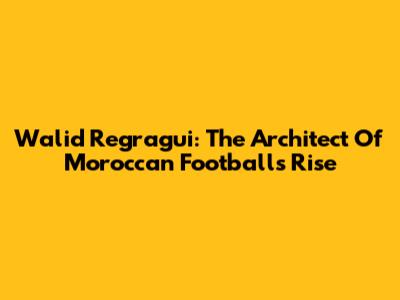 Walid Regragui: The Architect Of Moroccan Football's Rise