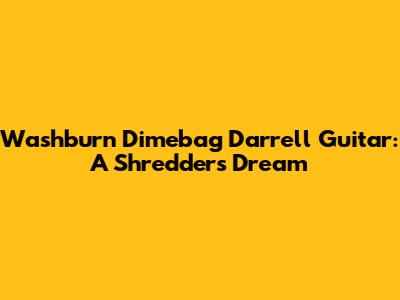 Washburn Dimebag Darrell Guitar: A Shredder's Dream