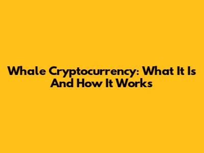Whale Cryptocurrency: What It Is And How It Works