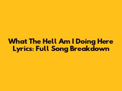 What The Hell Am I Doing Here Lyrics: Full Song Breakdown