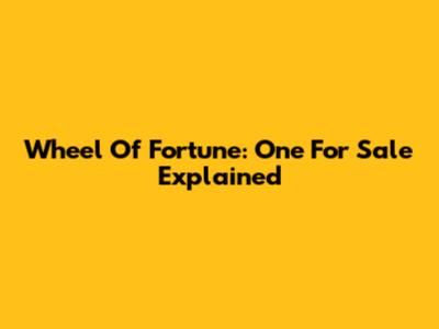 Wheel Of Fortune: One For Sale Explained