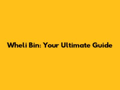 Wheli Bin: Your Ultimate Guide