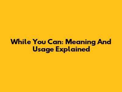 While You Can: Meaning And Usage Explained