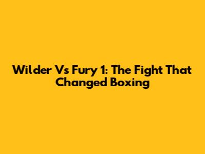 Wilder Vs Fury 1: The Fight That Changed Boxing