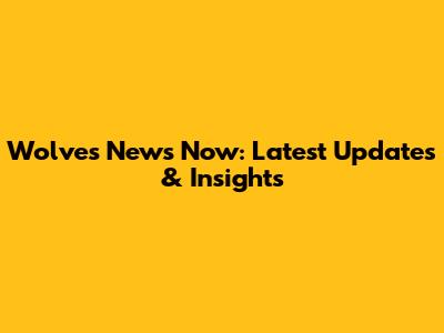 Wolves News Now: Latest Updates & Insights