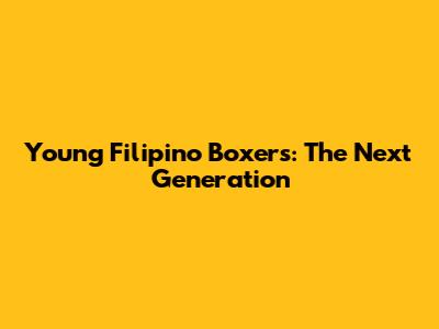 Young Filipino Boxers: The Next Generation