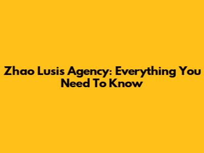 Zhao Lusi's Agency: Everything You Need To Know